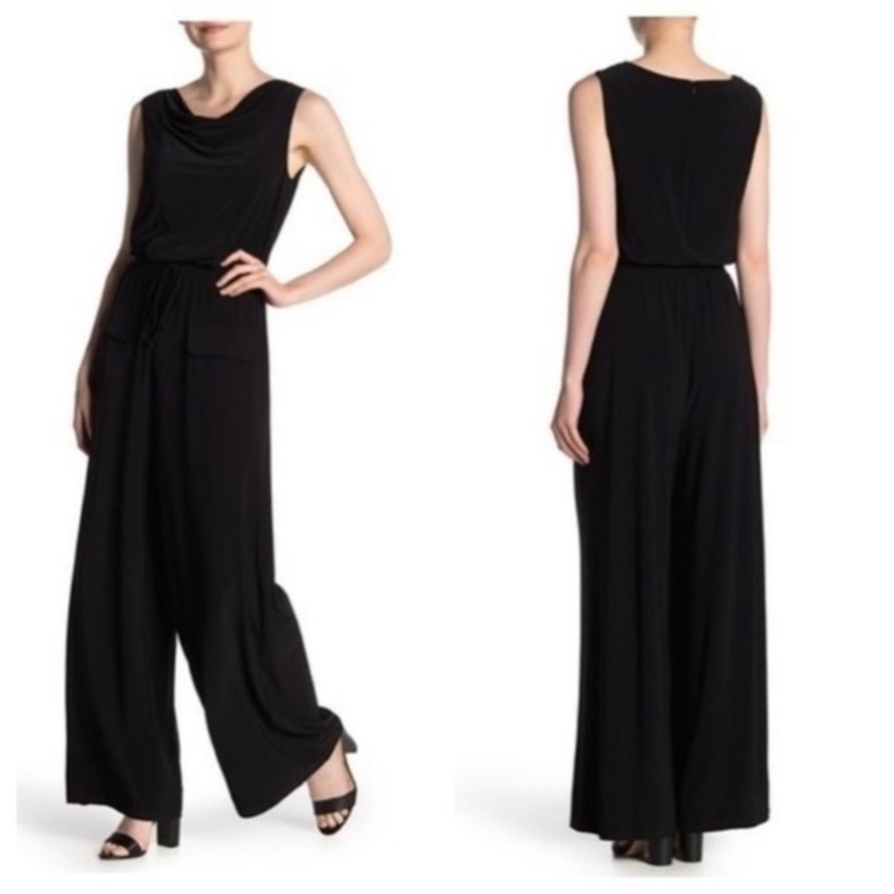 Vince Camuto black cowl neck drawstring jumpsuit MM22